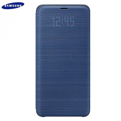 Samsung EF-NG965PL LED view cover gyári telefontok álló, bőr hatású (aktív flip, oldalra nyíló, akkufedél, bankkártya tartó, LED kijelző) Kék [Samsung Galaxy S9+ Plus (SM-G965)]