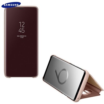 Samsung EF-ZG965CF Műanyag gyári telefontok (aktív flip, oldalra nyíló, Clear View Cover) Arany [Samsung Galaxy S9+ Plus (SM-G965)]