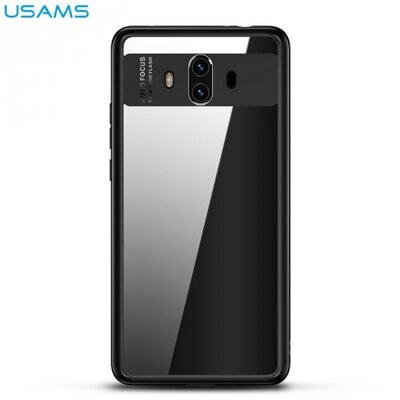 USAMS MANT műanyag hátlapvédő telefontok (gumi / szilikon keret, közepesen ütésálló, tükröződő felület) Fekete [Huawei Mate 10]
