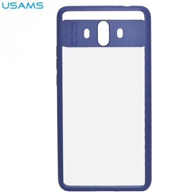 USAMS MANT műanyag hátlapvédő telefontok (gumi / szilikon keret, közepesen ütésálló, tükröződő felület) Kék [Huawei Mate 10]