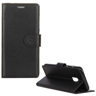 Telefontok álló, bőr hatású (flip, oldalra nyíló, asztali tartó funkció) Fekete [Samsung Galaxy A8+ Plus (2018) SM-A730F]