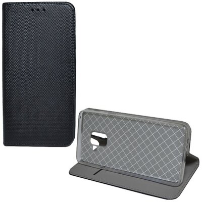 Telefontok álló, bőr hatású (flip, oldalra nyíló, asztali tartó funkció, rombuszminta) Fekete [Samsung Galaxy A8 (2018) SM-A530F]