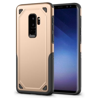 Defender műanyag hátlapvédő telefontok (közepesen ütésálló, gumi / szilikon belső) Arany/Szürke [Samsung Galaxy S9+ Plus (SM-G965)]
