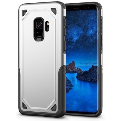 Defender műanyag hátlapvédő telefontok (közepesen ütésálló, gumi / szilikon belső) Ezüst/Szürke [Samsung Galaxy S9 (SM-G960)]