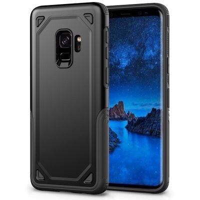 Defender műanyag hátlapvédő telefontok (közepesen ütésálló, gumi / szilikon belső) Fekete/Szürke [Samsung Galaxy S9 (SM-G960)]