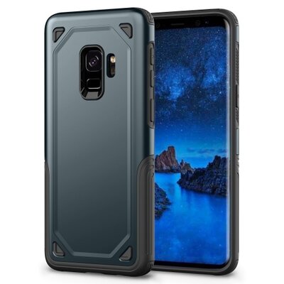 Defender műanyag hátlapvédő telefontok (közepesen ütésálló, gumi / szilikon belső) SötétKék/Szürke [Samsung Galaxy S9 (SM-G960)]