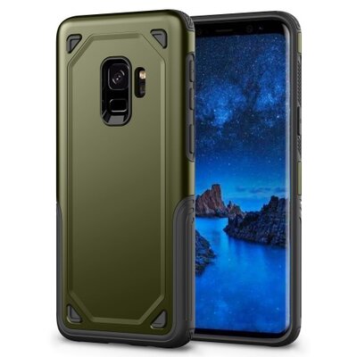 Defender műanyag hátlapvédő telefontok (közepesen ütésálló, gumi / szilikon belső) SötétZöld/Szürke [Samsung Galaxy S9 (SM-G960)]