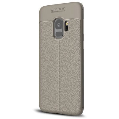 Hátlapvédő telefontok gumi / szilikon (bőrhatás, varrás minta) Szürke [Samsung Galaxy S9 (SM-G960)]