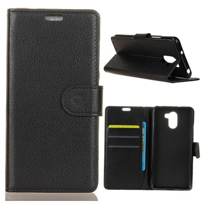 Telefontok álló, bőr hatású (flip, oldalra nyíló, asztali tartó funkció, prémium) Fekete [Samsung Galaxy S9+ Plus (SM-G965)]