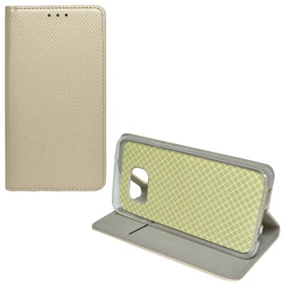 Telefontok álló, bőr hatású (flip, oldalra nyíló, asztali tartó funkció, rombuszminta) Arany [Samsung Galaxy S7 EDGE (SM-G935)]