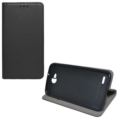 Telefontok álló, bőr hatású (flip, oldalra nyíló, asztali tartó funkció, rombuszminta) Fekete [LG X Power 2]