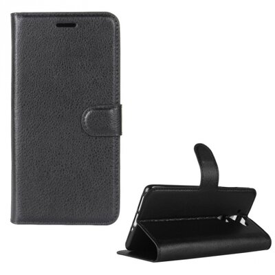 Telefontok álló, bőr hatású (flip, mágneses, oldalra nyíló, asztali tartó funkció) Fekete [Nokia 9]