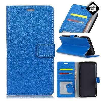 Telefontok álló, valódi bőr (flip, mágneses, oldalra nyíló, asztali tartó funkció) Kék [Samsung Galaxy S9+ Plus (SM-G965)]