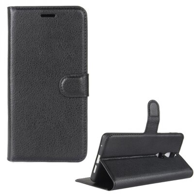Telefontok, álló, bőr (flip, mágneses, asztali tartó funkció) Fekete [Nokia 7]