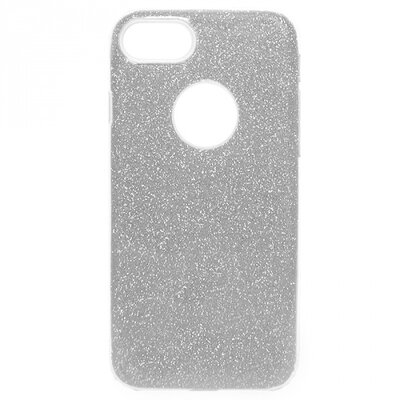 Hátlapvédő telefontok gumi / szilikon (műanyag belső, csillogó hátlap) Ezüst [Apple iPhone 7 , Apple iPhone 8]