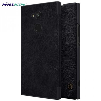 Nillkin Qin Telefontok álló, bőr hatású (flip, oldalra nyíló, bankkártya tartó) fekete [Sony Xperia XA2 Ultra]