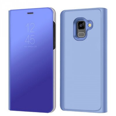 Telefontok álló, (aktív flip, oldalra nyíló, tükrös felület, asztali tartó funkció, Smart View Cover) Kék [Samsung Galaxy A8+ Plus (2018) SM-A730F]
