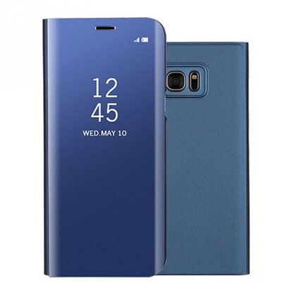 Telefontok álló, (aktív flip, oldalra nyíló, tükrös felület, asztali tartó funkció, Smart View Cover) Kék [Samsung Galaxy S7 (SM-G930)]