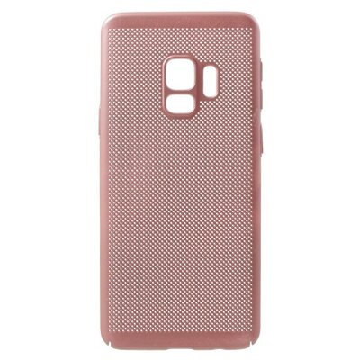 Műanyag hátlapvédő telefontok (gumírozott, lyukacsos minta) RoseGold [Samsung Galaxy S9 (SM-G960)]