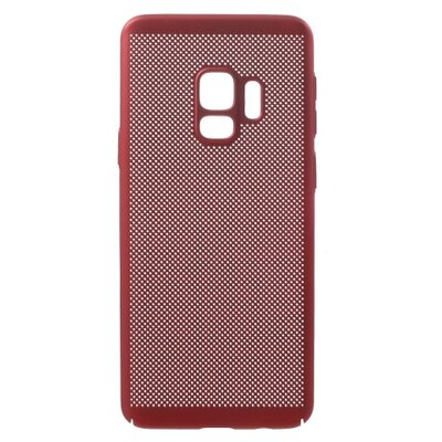 Műanyag hátlapvédő telefontok (gumírozott, lyukacsos minta) Piros [Samsung Galaxy S9 (SM-G960)]