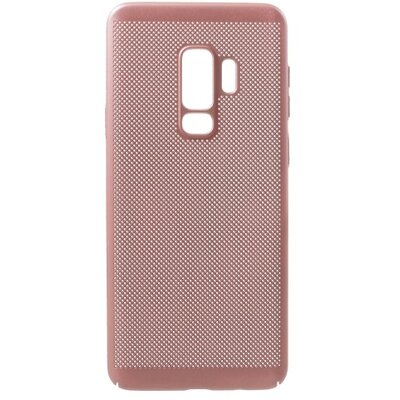 Műanyag hátlapvédő telefontok (gumírozott, lyukacsos minta) RoseGold [Samsung Galaxy S9+ Plus (SM-G965)]