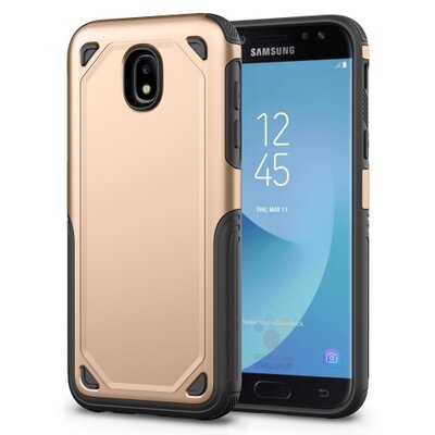 Defender műanyag hátlapvédő telefontok (közepesen ütésálló, gumi / szilikon belső) Arany/Szürke [Samsung Galaxy J3 (2017) SM-J330 EU]