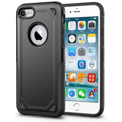 Defender műanyag hátlapvédő telefontok (közepesen ütésálló, gumi / szilikon belső, logo kivágás) fekete/Szürke [Apple iPhone 7 , Apple iPhone 8]