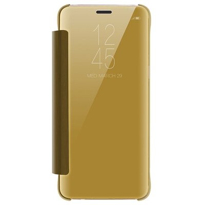 Telefontok álló, (aktív flip, oldalra nyíló, tükrös felület, asztali tartó funkció, Smart View Cover) Arany [Samsung Galaxy S9 (SM-G960)]