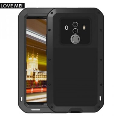 LOVE MEI Defender hátlapvédő telefontok gumi (ütésálló, fém keret) fekete [Huawei Mate 10 Pro]