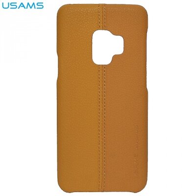 Usams S9Z03 USAMS JOE műanyag hátlapvédő telefontok (bőrbevonat, varrásminta) VilágosBarna [Samsung Galaxy S9 (SM-G960)]