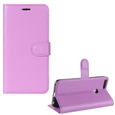 Telefontok álló, bőr hatású (flip, oldalra nyíló, asztali tartó funkció) Lila [Huawei P Smart (Enjoy 7S)]