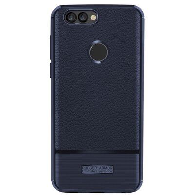 Hátlapvédő telefontok gumi / szilikon (bőrhatás, szálcsiszolt) SötétKék [Huawei P Smart (Enjoy 7S)]