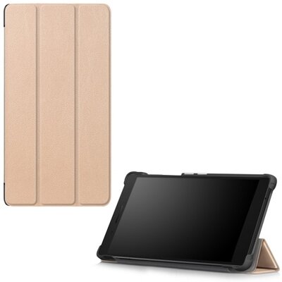 Tablet védőtok álló, bőr (FLIP, oldalra nyíló, TRIFOLD asztali tartó funkció) ARANY [Lenovo Tab 4 7 Essential (TB-7304F)]