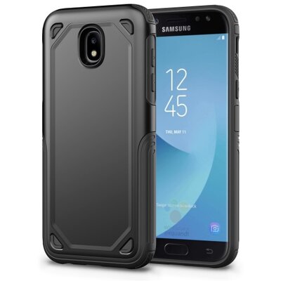 Defender műanyag hátlapvédő telefontok (közepesen ütésálló, gumi / szilikon belső) Fekete/Szürke [Samsung Galaxy J3 (2017) SM-J330 EU]