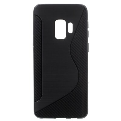Hátlapvédő telefontok gumi / szilikon (S-line, karbonminta) Fekete [Samsung Galaxy S9 (SM-G960)]