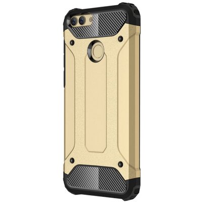 Defender műanyag hátlapvédő telefontok (közepesen ütésálló, gumi / szilikon belső, fémhatás) Arany [Huawei P Smart (Enjoy 7S)]