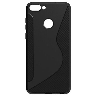 Hátlapvédő telefontok gumi / szilikon (S-line, karbonminta) Fekete [Huawei P Smart (Enjoy 7S)]