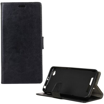 Telefontok álló, bőr hatású (flip, oldalra nyíló, asztali tartó funkció) Fekete [Xiaomi Redmi Note 5A]