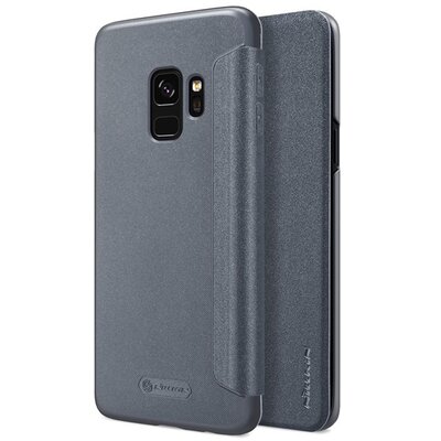 Nillkin Sparkle műanyag telefontok (bőr flip, oldalra nyíló) Fekete [Samsung Galaxy S9 (SM-G960)]