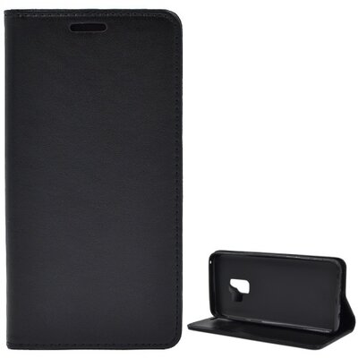 Telefontok álló, bőr hatású (flip, oldalra nyíló, asztali tartó funkció) Fekete [Samsung Galaxy S9 (SM-G960)]