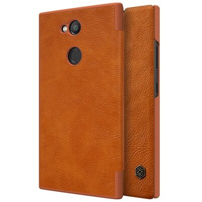 Nillkin Qin Telefontok álló, bőr hatású (flip, oldalra nyíló, bankkártya tartó) Barna [Sony Xperia L2 (H4311)]