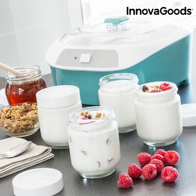 InnovaGoods Vintage Joghurtkészítő 6 Edénnyel 1 L 20W Fehér Türkiz