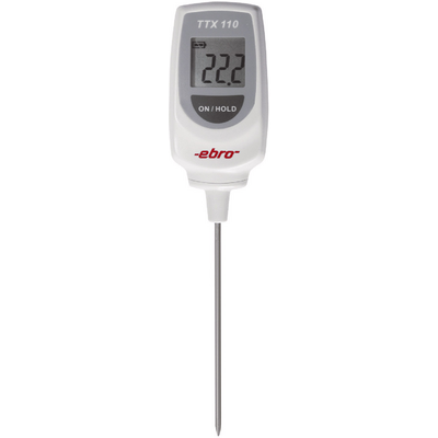 Beszúrós hőmérő (HACCP) ebro TTX 110 Mérési tartomány, hőmérséklet -50 - 350 °C Érzékelő típus T HACCP konform ATT.CALC.DPT.CALIBRATED Kalibrált ISO