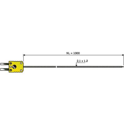 B+B Thermo-TechnikHőmérséklet-érzékelőTE Fühler 1xK NL 1000K típusú (NiCrNi)Miniatűr hőelem dugóHőelem