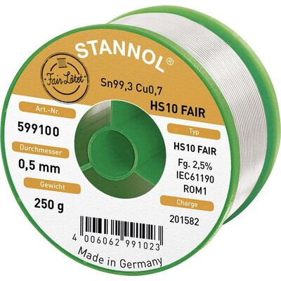 Forrasztóón Stannol HS10-Fair Sn99.3Cu0.7 250 g 0.5 mm