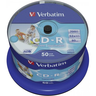Írható CD-R 80 700 MB Verbatim 43438 50 db Nyomtatható