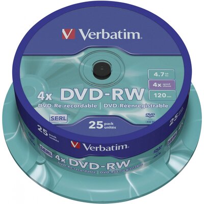 Írható DVD-RW 4.7 GB Verbatim 43639 25 db Újraírható