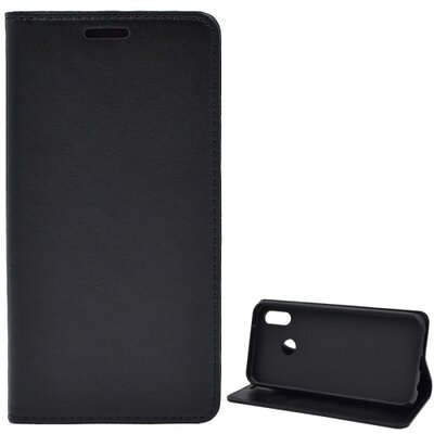 Telefontok álló, bőr hatású (flip, oldalra nyíló, asztali tartó funkció) Fekete [Huawei P20 Lite]