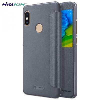 Nillkin Sparkle műanyag telefontok (mikroszálas bőr aktív flip, oldalra nyíló, S-View Cover) Fekete [Xiaomi Redmi Note 5 Pro (Redmi Note 5)]