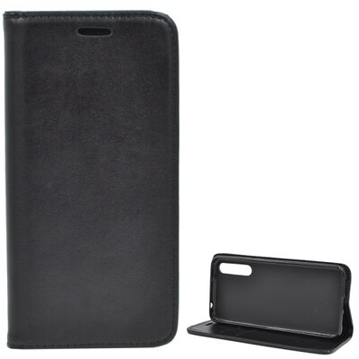Telefontok álló, bőr hatású (flip, oldalra nyíló, asztali tartó funkció) Fekete [Huawei P20 Pro]